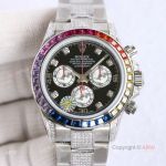 New Rainbow Rolex Daytona Stainless Steel Black Face With Diamonds Swiss Replica Watches (1)_th.jpg